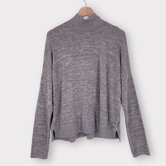 Rag & Bone Bowery Gray Marbled Turtleneck Back Button Sweater L - Picture 2 of 11